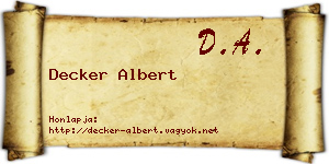 Decker Albert névjegykártya